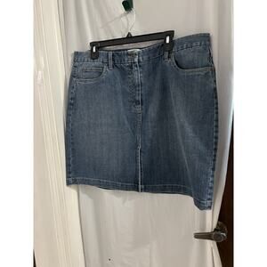 Talbots Stretch Denim Mini Skirt Front Slit Sz 18